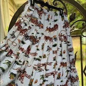 Cowboy print skirt: cowboy toile: Maxi Skirt